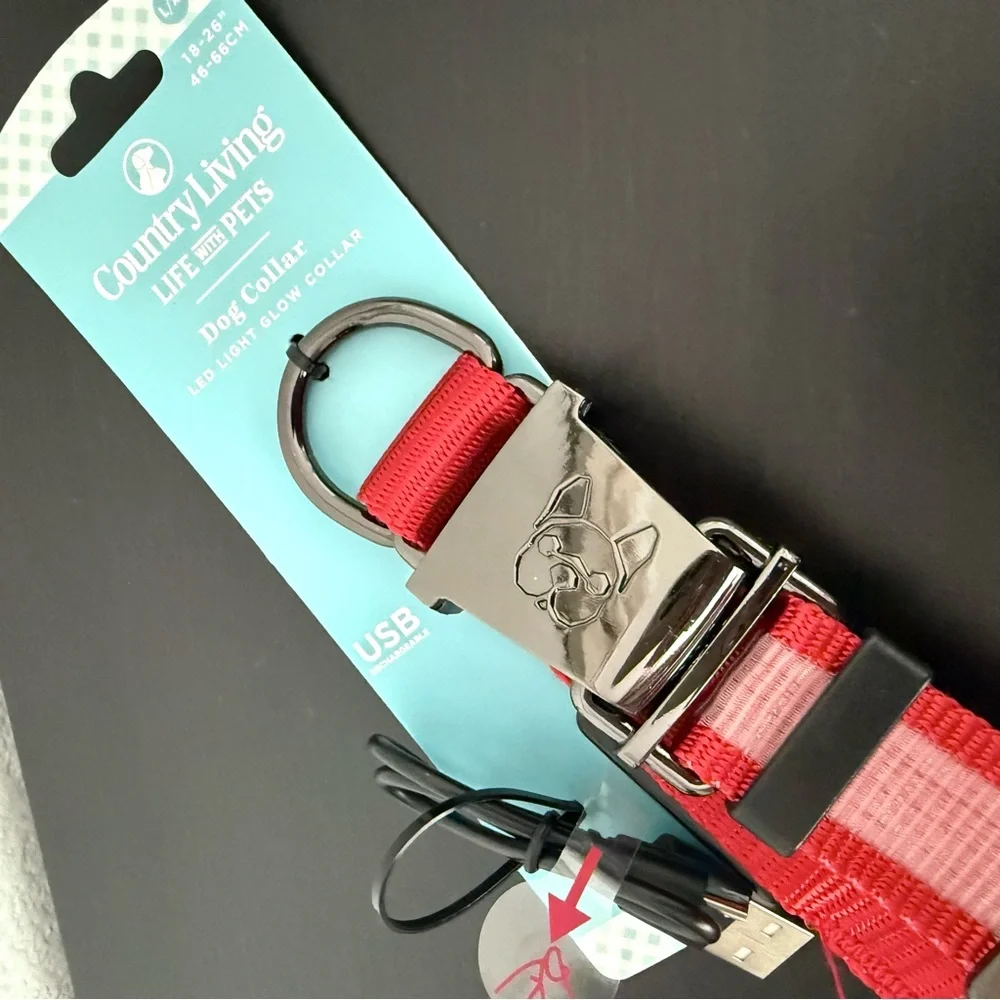 Country Living by Silver Paw Light Up Dog Collars, LED USB Rechargeable